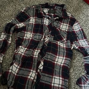 Maroon in navy flannel button up